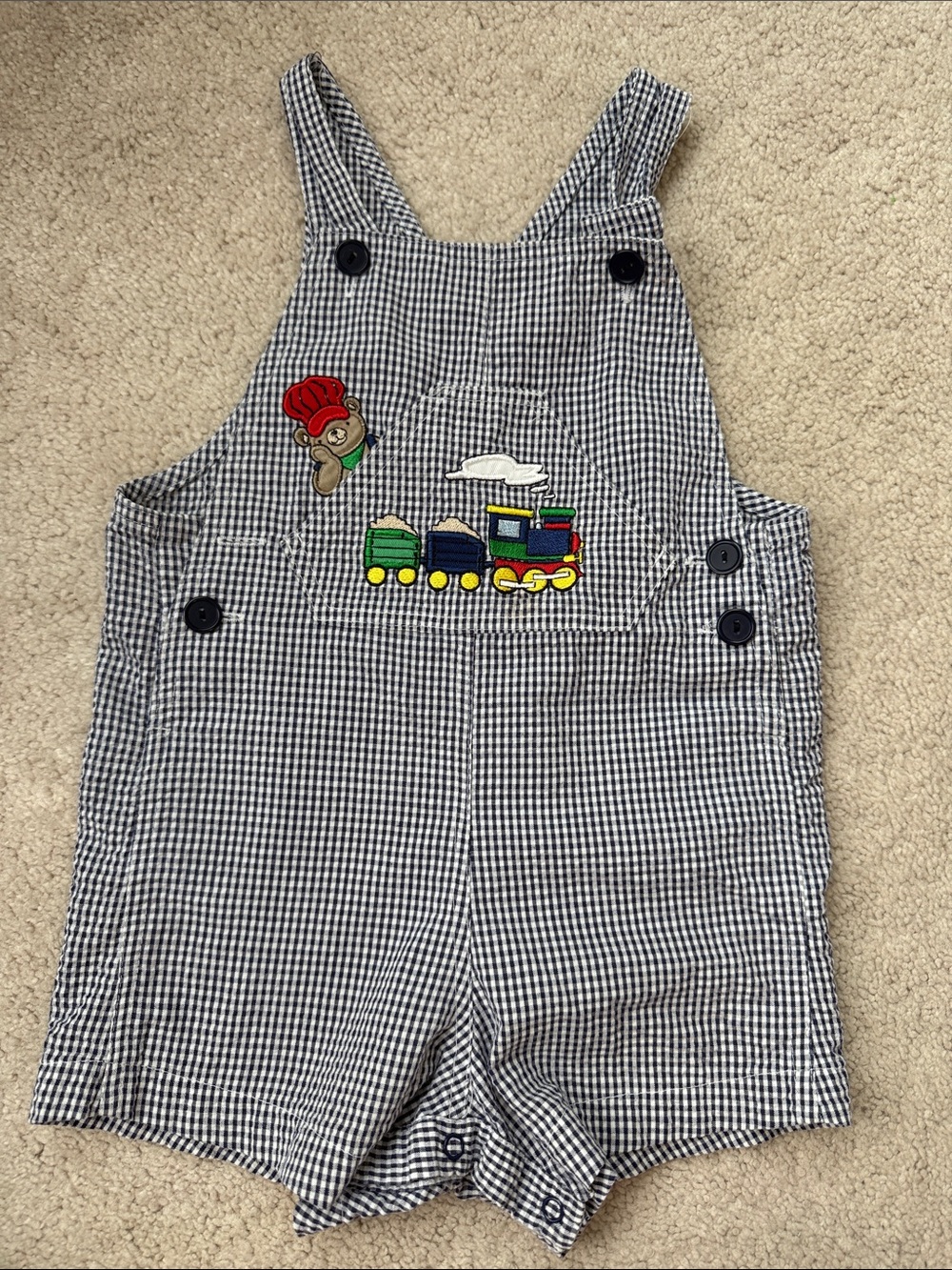 Black & White Gingham Train Applique Toddler Jon Jon
